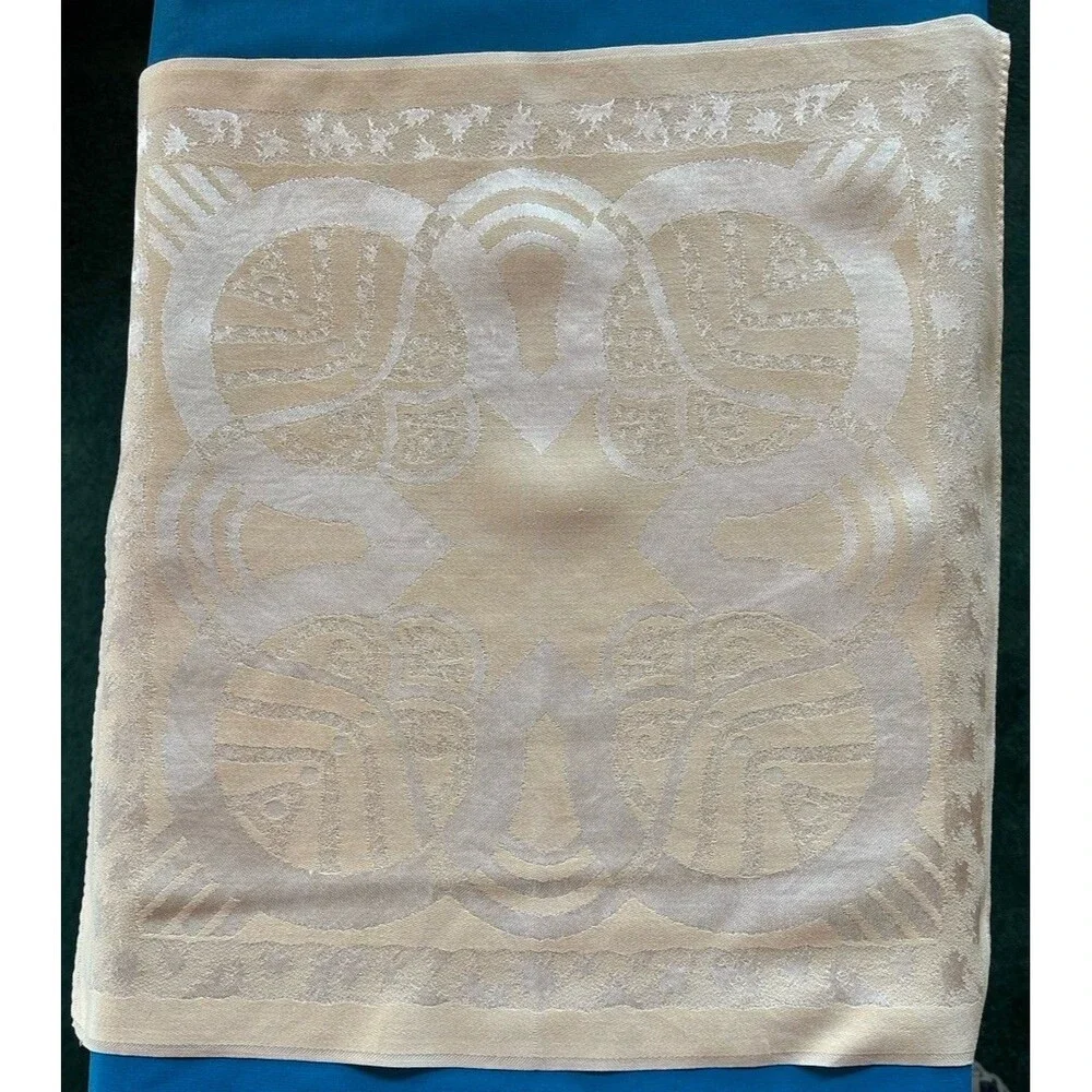 Vintage Set of 8 Peach Damask Linen Dinner Napkins Country 17